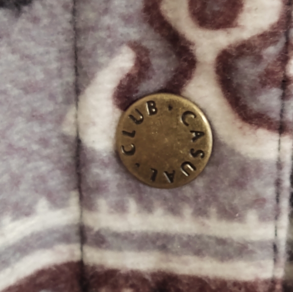 Vintage Casual Club Reversible Snap Jacket Aztec Southwest Fleece Nylon Medium - Picture 6 of 6